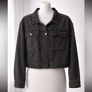 Baccini Black Jean Jacket with Studded Detail